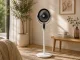 Regulējams grīdas ventilators ar LED displeju, pulti un oscilāciju, Balts/Melns