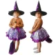 Girls Witch Costume 3-Piece Set with Hat and Broom, Purple