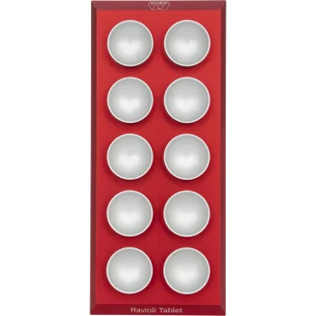 Marcato Ravioli Tablet Ravioli Tray with Rolling Pin, Red