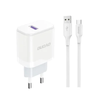 Сетевое зарядное устройство Dudao A20EU USB-A 18W – белое + кабель USB-A – USB-C