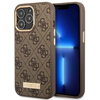 Чехол Guess 4G Logo Plate MagSafe для iPhone 14 Pro, Коричневый