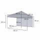 LUARO Garden Pavilion 3x3 m, 3 Walls, Black
