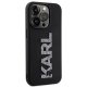 Karl Lagerfeld iPhone 15 Pro Case 3D Rubber Glitter Logo, Black
