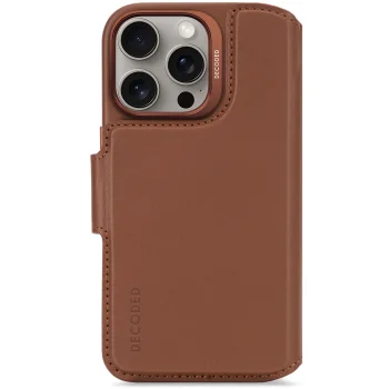Чехол-кошелек Decoded Leather Detachable MagSafe для iPhone 16 Pro, коричневый