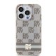 Apple iPhone 15 Pro 6.1\'\' DKNY IML Checkered Mono Pattern Printed Stripes MagSafe Case Cover, Beige