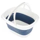 Collapsible Silicone Laundry Basket 32L, White/Blue