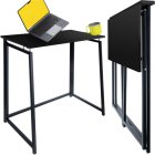 Ruhhy 26117 Folding Desk for Home Office, Industrial Style, Black
