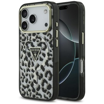 Guess Leopard Glitter MagSafe MagCase iPhone 17 Pro telefonam – melns ar leopardu mirdzumu | Phone Case Cover