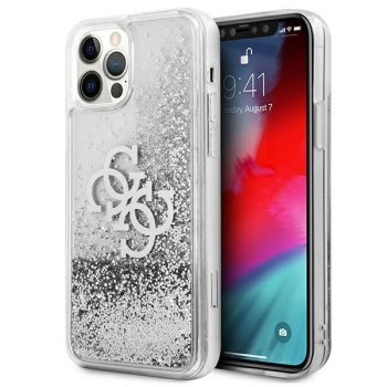Apple iPhone 12 Pro Max 6.7'' Guess 4G Big Liquid Glitter Case Cover (GUHCP12LLG4GSI), Silver | Чехол Кейс...
