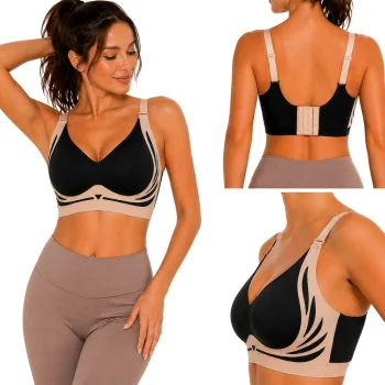 Sieviešu sporta krūšturis Push Up bezvīļu, melns, izmērs XL