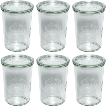 WECK Mold Jar stikla burkas ar vākiem 850 ml, 6 gab. komplekts