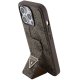 Guess iPhone 15 Pro vāciņš Grip Stand 4G Triangle Strass, brūns