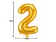 Folijas balons cipars 2 66cm dzimšanas dienas svinībām, zelta