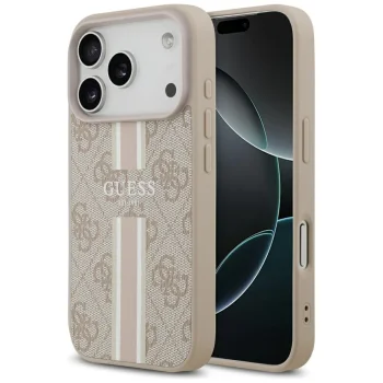 Чехол Guess 4G Printed Stripes MagSafe для iPhone 17 Pro, розовый