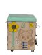 Educational Toy Wooden Manipulation Sensory Cube-Pouf on Wheels with Storage Space Busy Board
