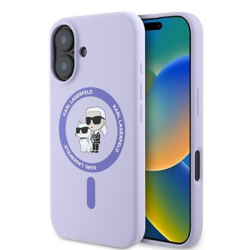 Чехол Karl Lagerfeld Silicone KC Heads MagSafe для iPhone 16 Plus фиолетовый
