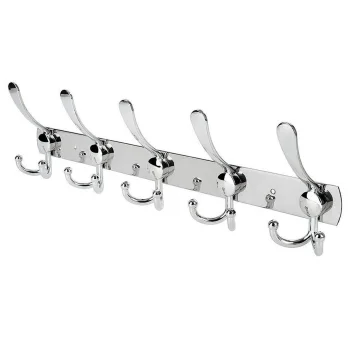 Wall Mounted Coat Rack 40cm with 15 Hooks, Silver