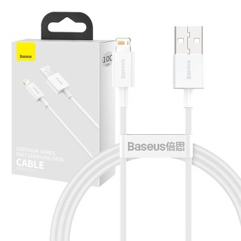 USB uz Lightning kabelis Baseus CALYS-A02 2.4A 1m Balts