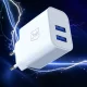 3Mk Protection FlowPower 10W 2.4A sienas lādētājs, 2x USB-A, balts