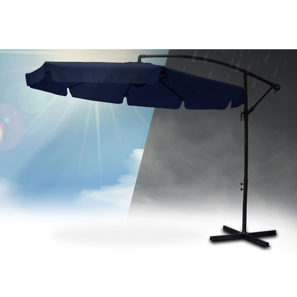 Salokāms Dārza Saulessargs Lietussargs 8 segmenti 350cm, Tumši zils | Folding Garden Umbrella (11)
