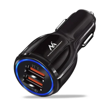 Maclean MCE478 B Automašīnas lādētājs, 2x USB, Quick Charge 3.0, 30W, Melns