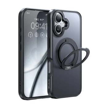 McDodo PC-4930 MagSafe vāciņš iPhone 16 ar statīvu, melns