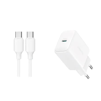Joyroom JR-TCF20 USB-C PD 20W lādētājs ar USB-C kabeli 1m, balts