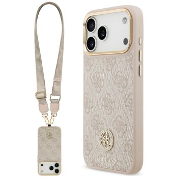 Guess 4G Strass Logo & Big Strap Metal Buttons MagSafe vāciņš iPhone 17 Pro Max - Rozā | Phone Case Cover Pink