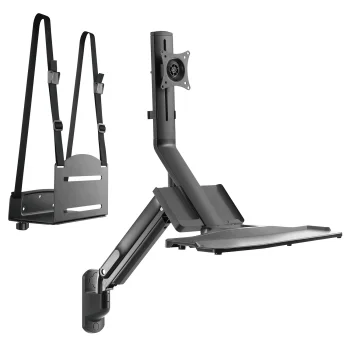 Sienas darba stacija Maclean MC-838 monitoram 17"-32", tastatūrai un datoram, līdz 9 kg, melna
