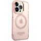 Guess iPhone 14 Pro Max vāciņš Gold Outline Translucent MagSafe Rozā