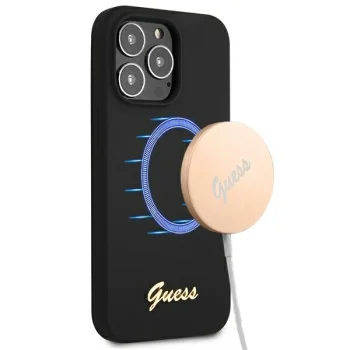 Чехол Guess Silicone Script Gold Logo для iPhone 13 Pro Max, Черный