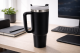 1.2L Insulated Tumbler with Handle and Straw Stainless Steel, Black