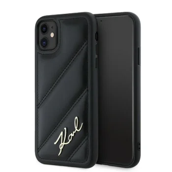 Чехол Karl Lagerfeld для iPhone 11 / XR Diagonal Quilted Script, черный