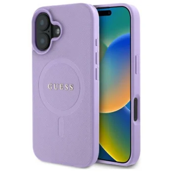 Чехол Guess для iPhone 16 Saffiano MagSafe, фиолетовый