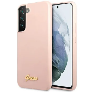 Чехол Guess для Samsung Galaxy S23+ Silicone Script Metal Logo, розовый