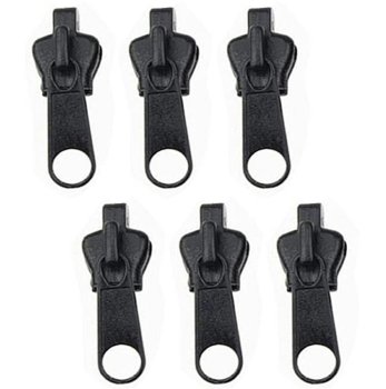 Universal Zipper Repair Kit with 6 Replacement Sliders, Black