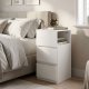 ModernHome LED Nightstand with 2 Drawers and Open Shelf, White