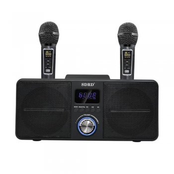 Karaoke Komplekts 2x Mikrofoni + Bezvadu Skaļrunis, Melns | Karaoke Set 2x Microphone + Wireless Bluetooth Speaker