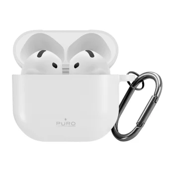 Austiņu maciņš Puro Icon priekš AirPods 4 ar karabīni, Balts