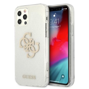 Guess iPhone 12 Pro Max vāciņš Glitter 4G Big Logo, caurspīdīgs