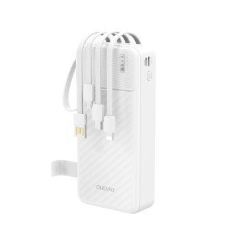 Dudao K11 Pro 20000mAh portatīvais lādētājs ar iebūvētiem vadiem - Balts | Powerbank With Built-In Cables White