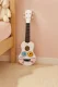 Koka bērnu ukulele ECOTOYS ar 4 neilona stīgām un mediatoru, Balta