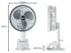 Bezvadu galda ventilators ar klipsi, 3 ātrumi, balts-pelēks