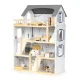 Деревянный кукольный домик ECOTOYS с мебелью и 4 куклами