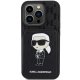 Apple iPhone 15 Pro Max 6.7\" Karl Lagerfeld Saffiano Cardslots and Stand Monogram Ikonik Patch Case Cover, Black