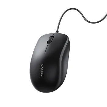 Ugreen 90789 vadu optiskā pele, 1200 DPI, USB, 1.5 m, melna