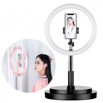 Pastāvīgās Dienas Gaismas Komplekts ar Statīvu Tripodu (52 - 170 cm) + LED, Melna | LED Selfie Ring Desktop Light...