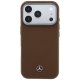 Mercedes Leather Semi Wrap Wood Effect MagSafe vāciņš iPhone 17 Pro Max brūns