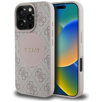Guess 4G Circle Classic Logo MagSafe Case for iPhone 16 Pro, Pink