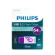 USB zibatmiņa Philips Click Series USB-C 64GB USB 3.2 Gen 1, balta/violeta